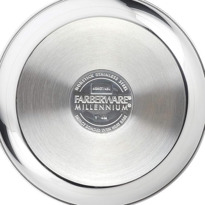 Farberware Millennium Stainless Steel Pots and Pans Set, 10-Piece Induction Cookware Set, Silver