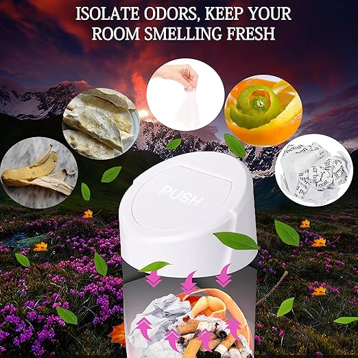 Car Trash Can Bin with Lid - 2 Packs Car Trash Bin-Car Trash Can Cup Holder-Mini Trash Garbage Can with 30pcs Small Trash Bags-Car Organizer Storage for Front Back Seat Accessories (White)