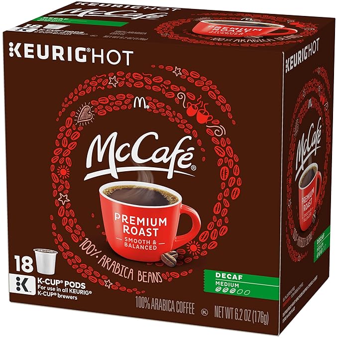 McCafe Premium Roast Decaf Keurig K Cup Coffee Pods (18 Count)