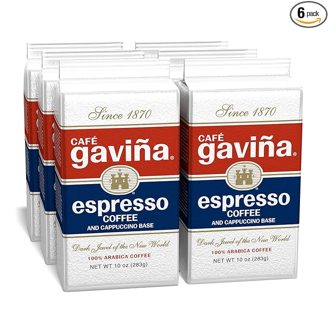 Café Gaviña Espresso Coffee, Fine Ground Dark Roast, 100% Arabica, 6 x 10 oz Bricks