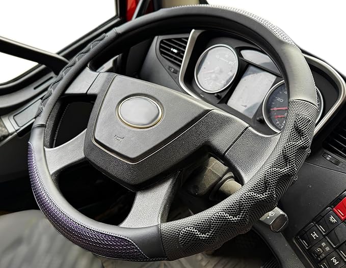 PINCTROT XL Size 17.5-18 Inch Great Grip Steering Wheel Cover for Semi Truck, Fits RV, Big Rig Trucker, 18 Wheeler and Classic Cars, Anti-Slip Design 17.5-18 Inch (Purple)