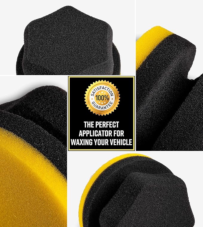 Adam's Polishes Yellow Hex Grip Car Wax Foam Applicator - Waxing Kit Glaze Sealant Liquid Paste Wax Ceramic Coating | Auto Accessories | Car Wash Kit Cleaning