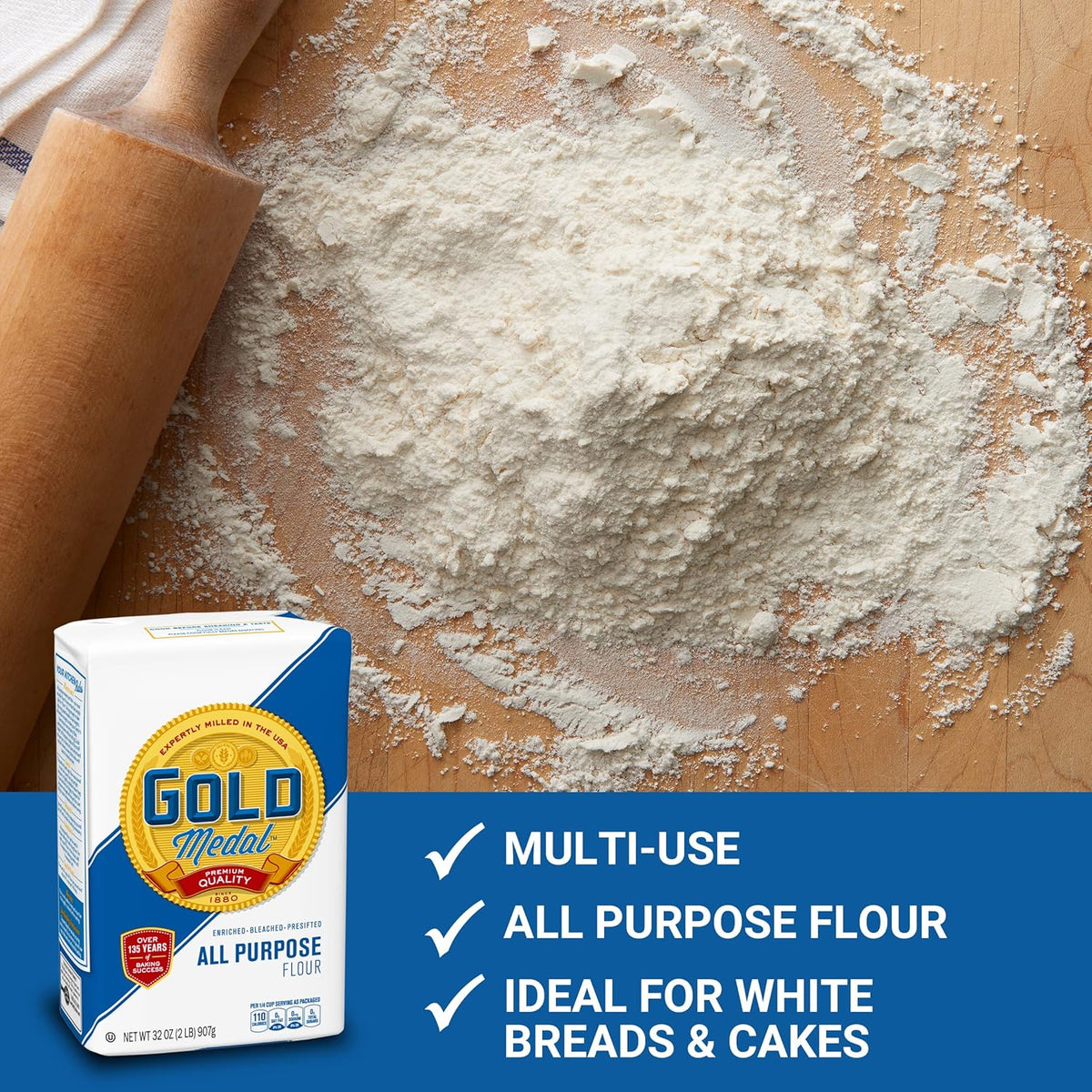 Gold Medal all-purpose flour, baking essentials, 2 lb bag for versatile recipes