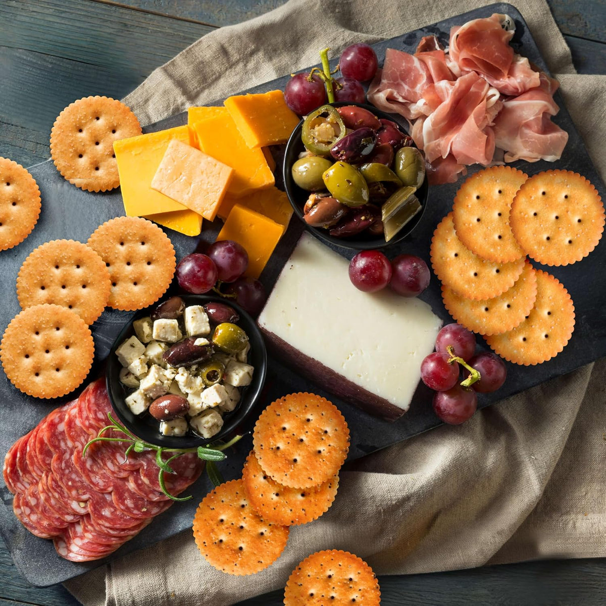 RITZ Fresh Stacks Original, Everything, and Garlic Butter Crackers Variety Pack, Travel Snacks, 8.85 oz (6 Multi Snack Packs)