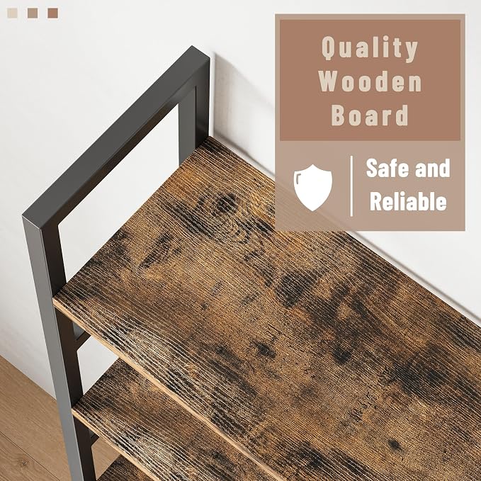 INNOD 70x70 Triple 5 Tier Book Shelf, Large Wooden Bookcase with 17 Open Display Shelf, Modern Tree Bookshelf Metal Frame Tall Book Case Furniture for Living Room Bedroom Home Office Rustic Brown