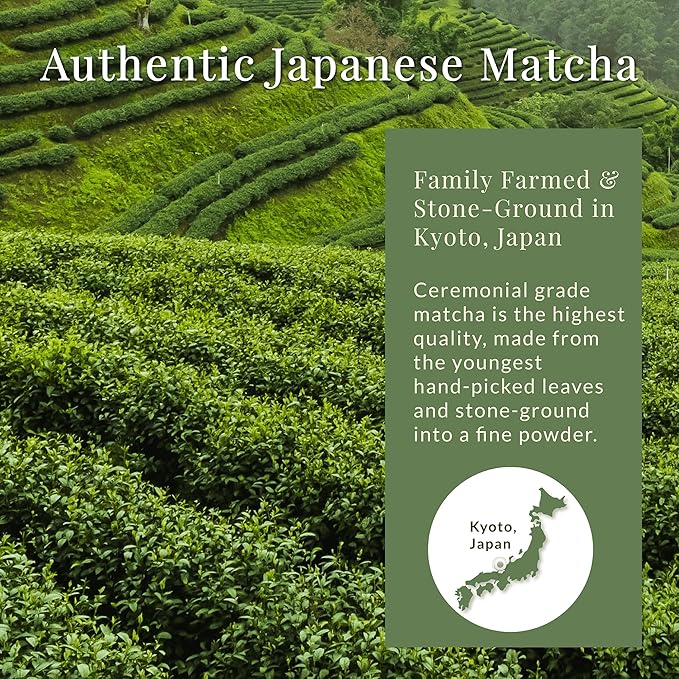 Matcha Sunday Ceremonial Grade Matcha - Kyoto, Japan - Finely Ground Green Tea Powder - Vibrant Green (30g/ 1.06oz) - Tin