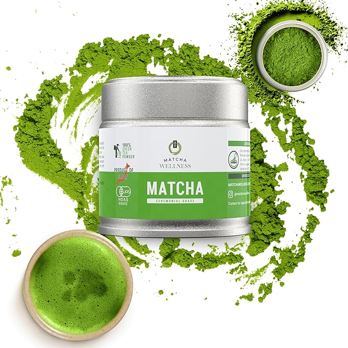 Matcha Wellness Ceremonial Grade Matcha Powder – Organic First Harvest Japanese Green Tea from Kyoto – 1.4oz – No Sugar, No Additives, No Gluten