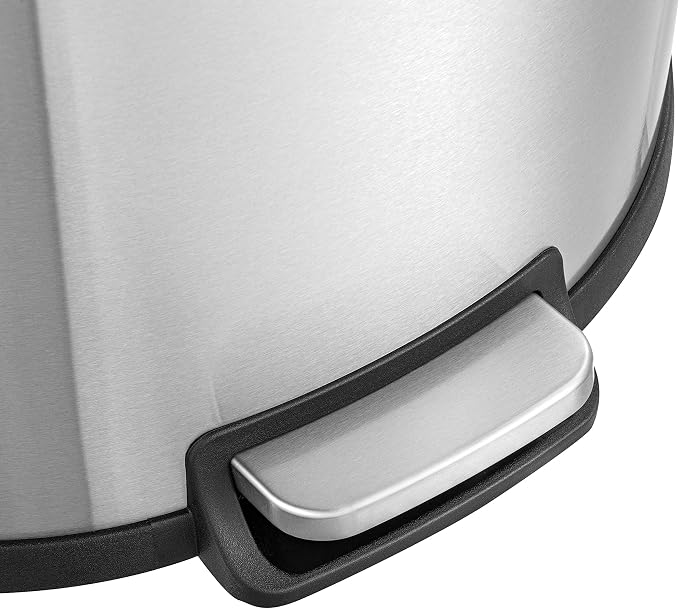 QUALIAZERO 50L/13Gal Heavy Duty Hands-Free Stainless Steel Commercial/Kitchen Step Trash Can, Fingerprint-Resistant Soft Close Lid Trashcan, 13Gal, D Shape