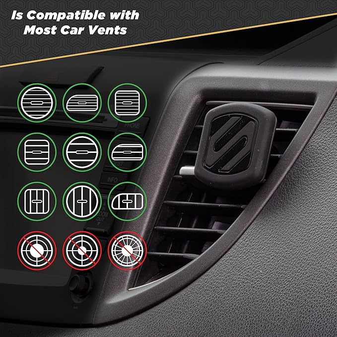 Scosche MAGVM2I MagicMount Magnetic Car Phone Holder, Strong Magnet Car Mount for iPhone and Android, Secure Magnetic Cell Phone Mount for Air Vent, Universal 360° Adjustable Mobile Cellphone Holder