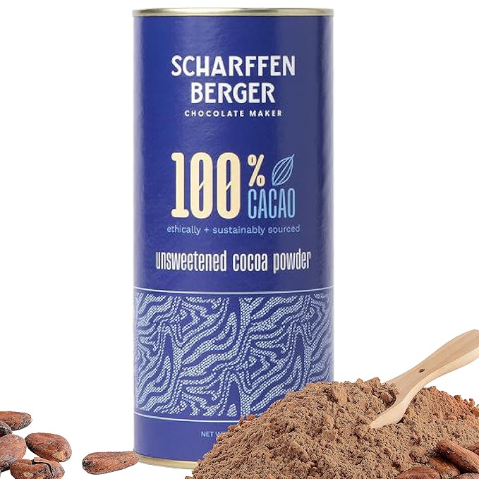 Scharffen Berger 100% Cacao Unsweetened Dark Chocolate Cocoa Powder (6 Ounce, Pack of 3) - Gluten Free, Non GMO, Natural Chocolate Powder
