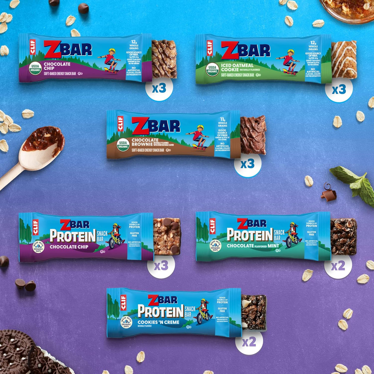 Zbar + Zbar Protein Variety Pack - Soft-Baked Energy and Protein Snack Bars with Organic Oats - 6 Flavors - Granola Bars - Snacks for Kids (16 Pack)
