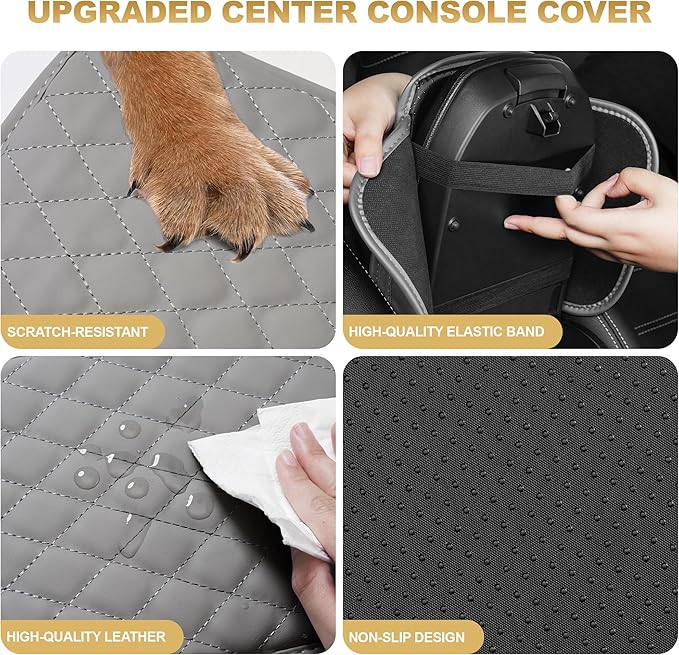 Center Console Cover Fit for RDX: Scratch and Wear Resistant Console Cover Leather with 2 Storage Bags -Upgraded Armrest Coverfor Car,Anti-Scratch Auto Armrest Pad Accessory （Black