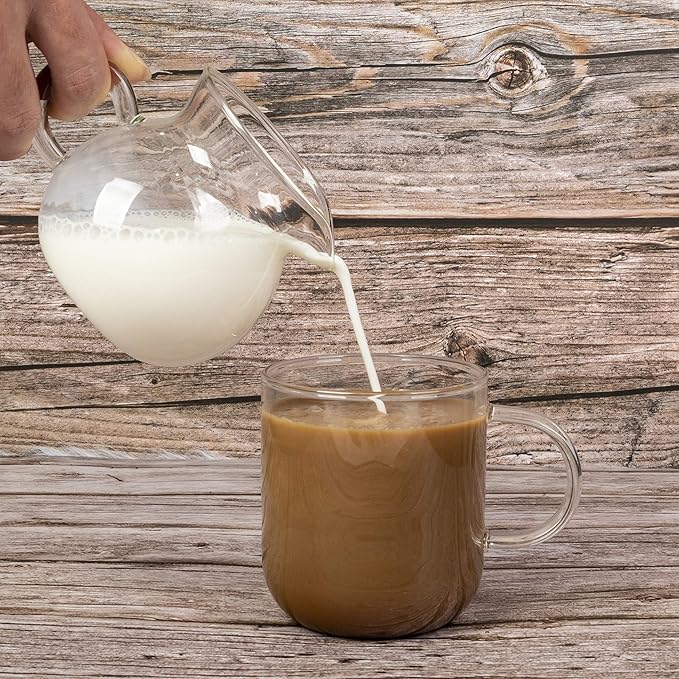 ELITEA Clear Glass Milk Tea Serving Pitcher Cream Pitcher Creamer Mug 200ml / 7 fl.oz for Tea Coffee