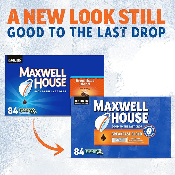Maxwell House Breakfast Blend Mild Roast K-Cup Coffee Pods Box, 84 Count (Pack of 2)