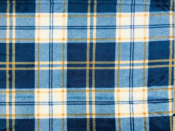 Teal Plaid Farmhouse Fleece Throw Blanket: Soft Blue Cream Brown Tartan Design Accent for Sofa Couch Chair Bed Dorm