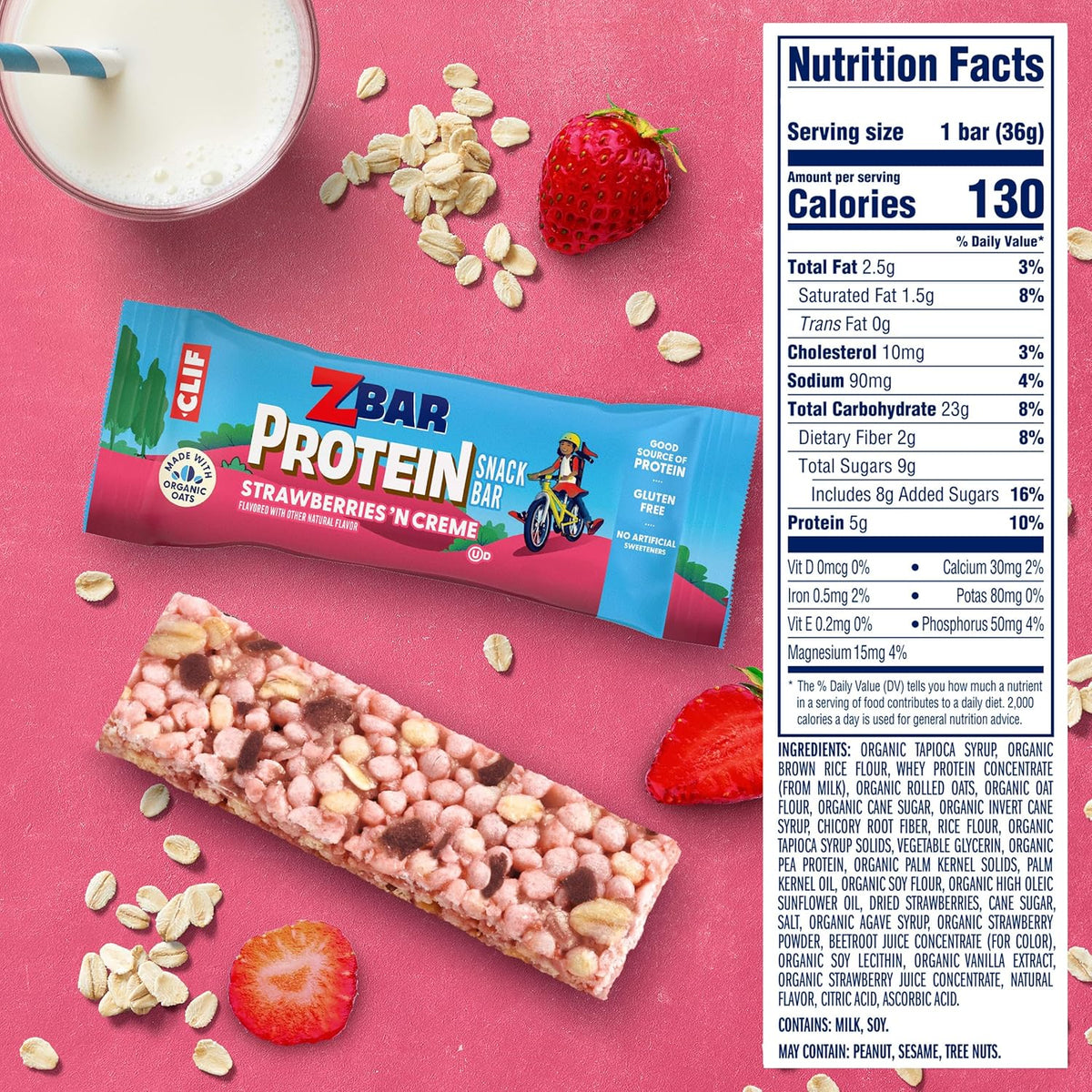 Zbar Protein Strawberries 'N Creme Crispy Snack Bars