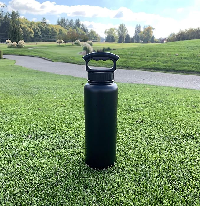 FIFTY/FIFTY Double Wall Vacuum Insulated Water Bottle, Stainless Steel, Wide Mouth with Three Finger Cap