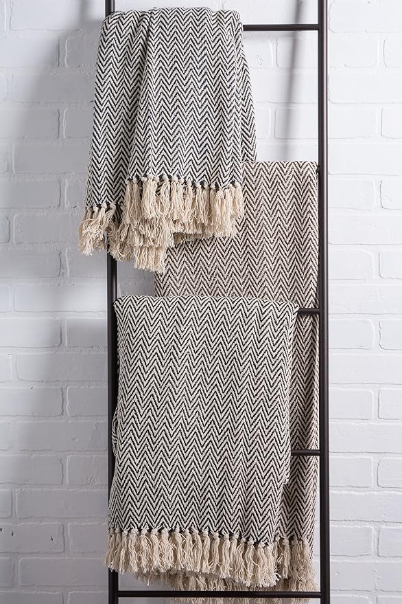 DII Chevron Throw Collection Handloomed Cotton, 50x60, Eggplant