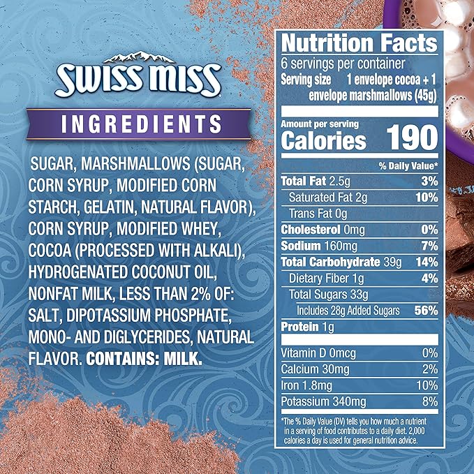 Swiss Miss Marshmallow Lovers Hot Cocoa Mix, Hot Cocoa Bar Supplies, 1.38 oz., 6-Count Envelopes (8 Boxes)