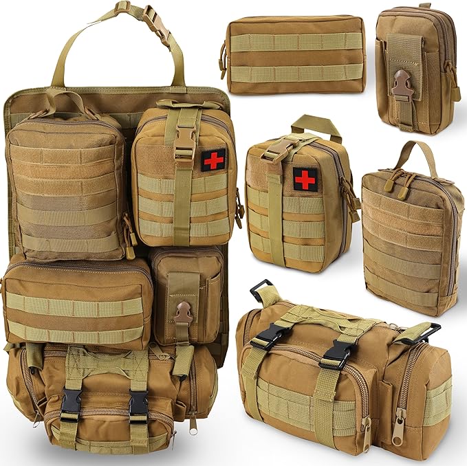 Houseables Tactical Seat Back Organizer, Molle Seat Back Organizer, Tactical Truck Accessories, Vehicle Molle Panel, Automotive Storage Accessories, Backseat, Seatback Kit, 5 Pouches, 22" x 14.5"