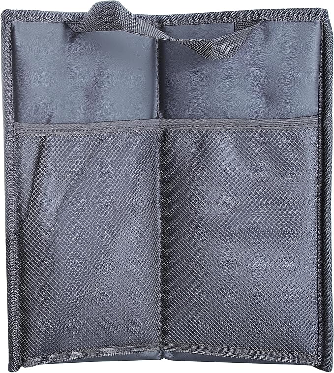 Foldable Car Organizer - Trunk Organizer and Storage for Car, SUV, Sedan (Leather-Black, 18.5" x 11.5")