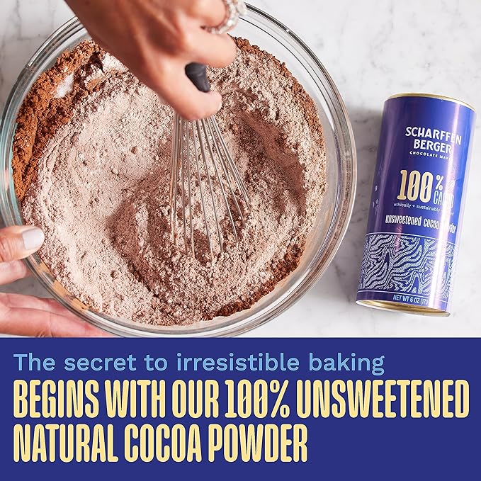 Scharffen Berger 100% Cacao Unsweetened Dark Chocolate Cocoa Powder (6 Ounce, Pack of 3) - Gluten Free, Non GMO, Natural Chocolate Powder