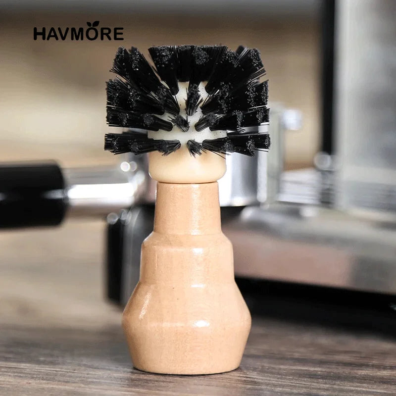 51/58MM Portafilter Cleaning Brush Professional Barista Espresso Coffee Cleaning Brush Tool with Wooden Handle