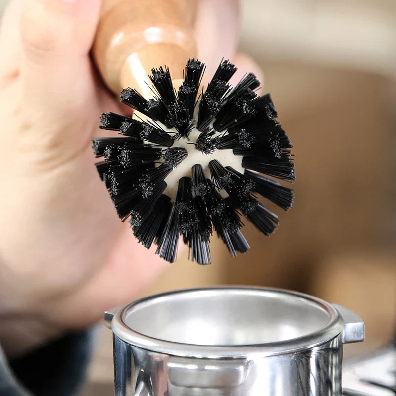 51/58MM Portafilter Cleaning Brush Professional Barista Espresso Coffee Cleaning Brush Tool with Wooden Handle