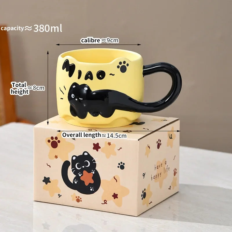 Stacking Cat Mug Coffee Tea Cup Cute Cartoon Design Stacking Creative Adorable Ceramic Fun Gift For Daily Household Use Mug