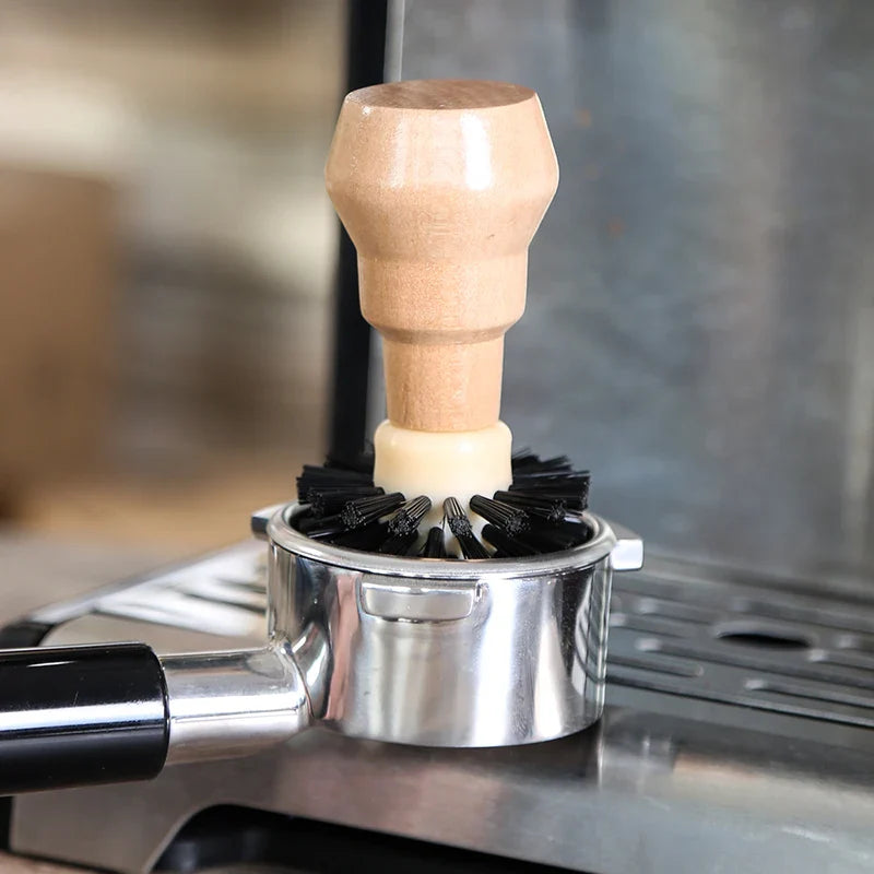 51/58MM Portafilter Cleaning Brush Professional Barista Espresso Coffee Cleaning Brush Tool with Wooden Handle