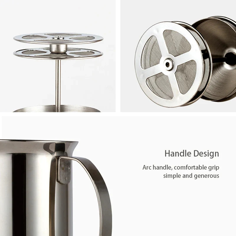 Milk Frothers Stainless Double Mesh Milk Creamer Milk Foam For Coffee Milk Egg Beater Kitchen Tool Coffee Mixer Frother 400ML