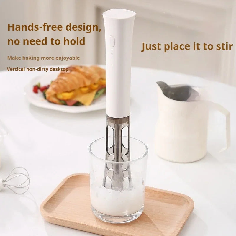 Milk Frother Machine Wireless Electric Mixer, Hands - Free 2 - in - 1 Whisk, 3 - Speed Rechargeable for Baking/Coffee Frothing