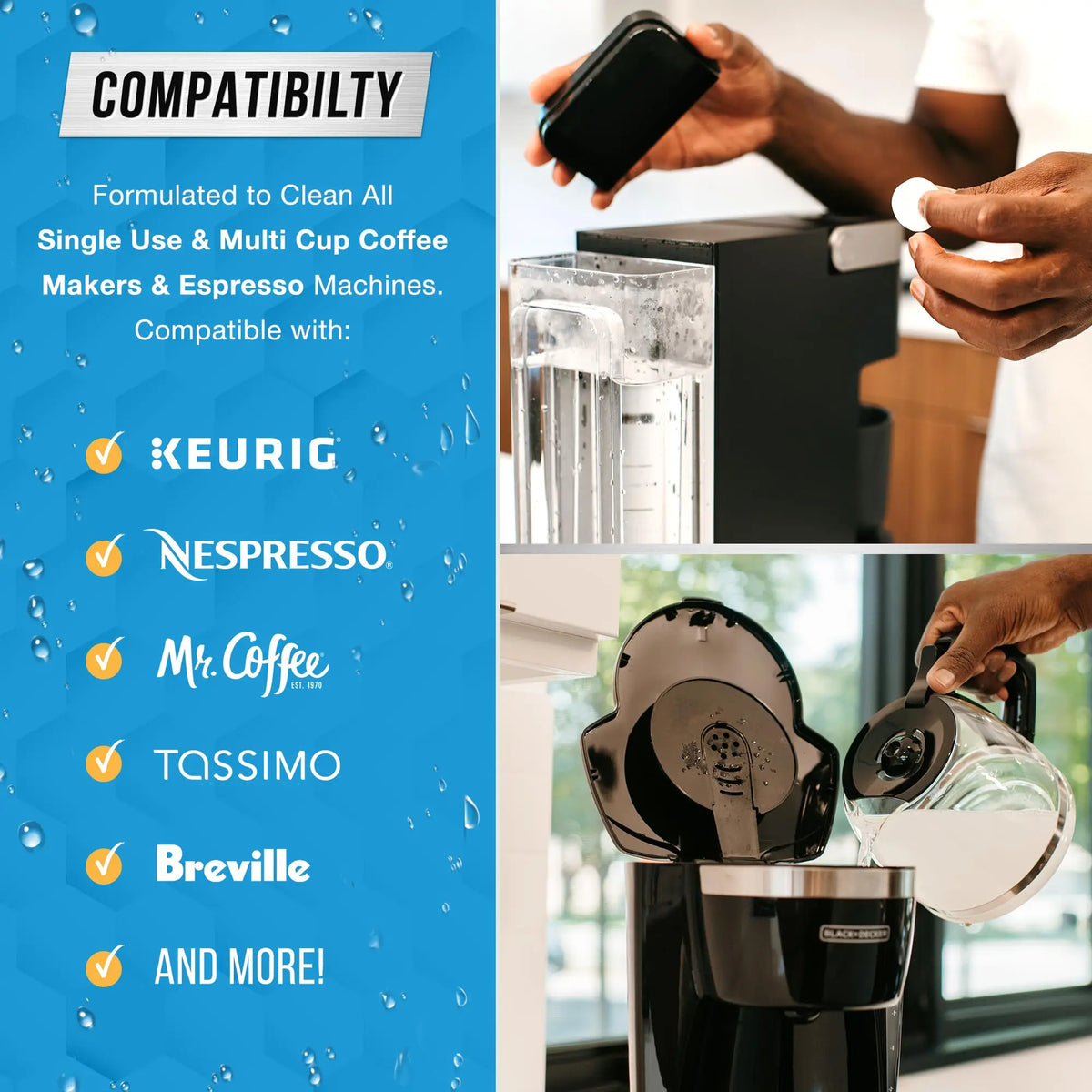 Coffee Machine Cleaner Descaler Tablets 24 Count,Coffee Maker Pot Descaling&Cleaning Tabs, Descale Drip Coffe&Espresso Machines