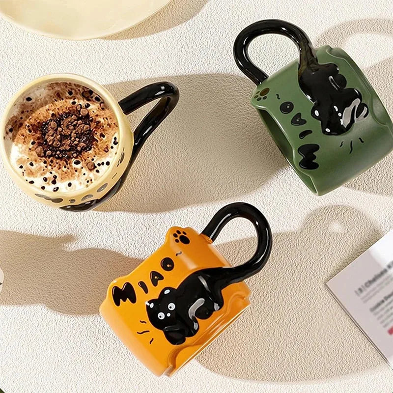 Stacking Cat Mug Coffee Tea Cup Cute Cartoon Design Stacking Creative Adorable Ceramic Fun Gift For Daily Household Use Mug