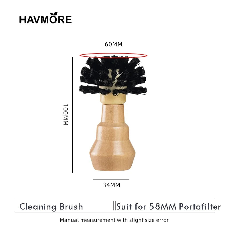 51/58MM Portafilter Cleaning Brush Professional Barista Espresso Coffee Cleaning Brush Tool with Wooden Handle